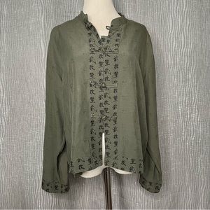 Chico’s Design silk Mandarin blouse